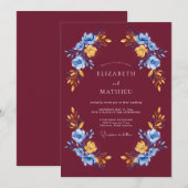 Invitation Bourgogne Rose Splendide Mariage (Devant / Derrière)