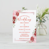 Invitation Bourgogne & Rose sur Mariage floral blanc élégant (Debout devant)