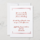 Invitation Bourgogne & Rose sur Mariage floral blanc élégant (Dos)