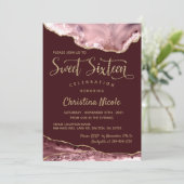 Invitation Bourgogne rose violet or Agate doux 16 Photo (Debout devant)