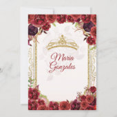 Invitation Bourgogne Roses et robe fille Charra Mis Quince (Dos)