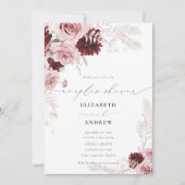Invitation Bourgogne Roses Roses Roses Roses Florales Couples (Devant)