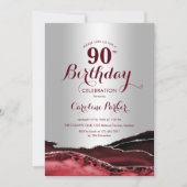 Invitation Bourgogne Rouge Argent Agate 90e anniversaire (Devant)