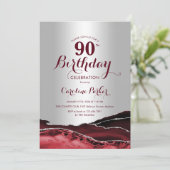 Invitation Bourgogne Rouge Argent Agate 90e anniversaire (Debout devant)