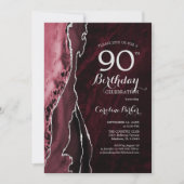 Invitation Bourgogne Rouge Argent Agate 90e anniversaire (Devant)