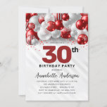 Invitation Bourgogne Rouge Ballons d'argent Parties scintilla<br><div class="desc">Glam Bourgogne Rouge Argent Parties scintillant Étincelle N'Importe Quel Âge Anniversaire Invitation</div>