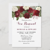 Invitation Bourgogne Rouge Blanc Roses Vow Renouvellement Ann (Devant)