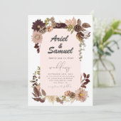 Invitation Bourgogne Rouge Bleu Or Mariage géométrique de ver (Debout devant)