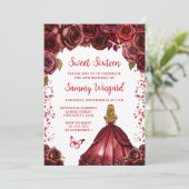 Invitation Bourgogne Rouge Blonde Cheveux Princesse Sweet six (Debout devant)