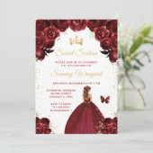 Invitation Bourgogne Rouge Brown Cheveux Princesse Sweet sixt (Debout devant)