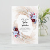 Invitation Bourgogne Rouge Dusty Blue Pampas Grass Fête des m (Debout devant)