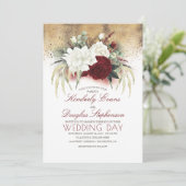 Invitation Bourgogne Rouge et Blanc Floral Élégant Mariage (Debout devant)