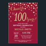 Invitation Bourgogne Rouge et or 100e Anniversaire Diamant<br><div class="desc">100e anniversaire Invitation avec Arrière - plan Diamond Parties scintillant Rouge et Or Bourgogne. Confetti d'or. Anniversaire adulte. Hommes ou Femmes Anniversaire. Pour plus de personnalisation,  cliquez sur le bouton "Customiser" et utilisez notre outil de conception pour modifier ce modèle.</div>