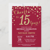 Bourgogne rouge et or 15ème Anniversaire diamant