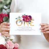 Invitation Bourgogne Rouge et or Floral 1er anniversaire