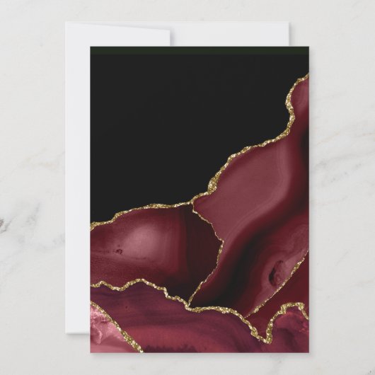Invitation Bourgogne Rouge et or Parties scintillant Agate Qu (Dos)