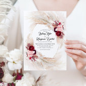 Invitation Bourgogne Rouge et rose Floral Pampas Mariage Gras