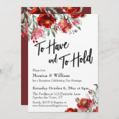 Invitation Bourgogne Rouge Floral À Avoir et à Tenir (Devant / Derrière)