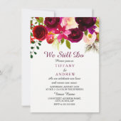 Invitation Bourgogne Rouge Floral Boho Mariage Vow Renouvelle (Devant)