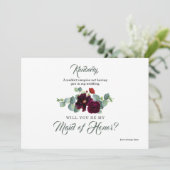 Invitation Bourgogne Rouge Floral Eucalyptus Bridesmaid Propo (Debout devant)