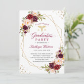 Invitation Bourgogne Rouge Floral Infirmière inscrite Graduat (Debout devant)