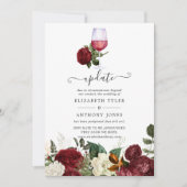 Invitation Bourgogne Rouge Floral Mariage de dégustation (Devant)