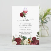 Invitation Bourgogne Rouge Floral Mariage de dégustation (Debout devant)