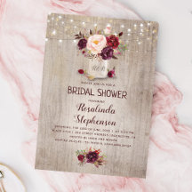 Bourgogne Rouge Floral Mason Jar Fête des mariées