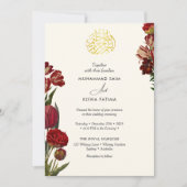 Invitation Bourgogne Rouge floral musulman Nikah (Devant)