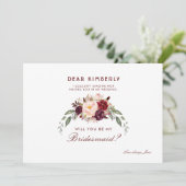 Invitation Bourgogne Rouge Floral Serez-Vous Ma Servante D'Ac (Debout devant)