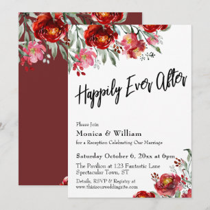 Invitation Bourgogne Rouge Floral Typographie Pour Toujours H
