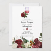 Invitation Bourgogne Rouge Floral Vin Dégustation Couples Dou (Devant)