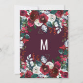 Invitation Bourgogne Rouge ivoire arrangement floral Annivers (Dos)