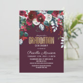 Invitation Bourgogne Rouge ivoire Floral Arrangement Graduati (Debout devant)