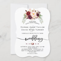 Bourgogne Rouge Marsala Floral Mariage