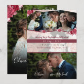 Invitation Bourgogne Rouge Moderne 4 en 1 collage de photos p (Devant / Derrière)