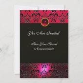 Invitation BOURGOGNE ROUGE NOIR DAMAS MONOGRAMME ruby champag (Dos)