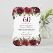 Invitation Bourgogne Rouge Romantique 60e Anniversaire de Mar (Debout devant)