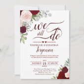 Invitation Bourgogne Rouge & Rose Floral Nous Faisons Encore  (Devant)