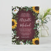 Invitation Bourgogne Rouge Tournesol vert Mariage de couronne (Debout devant)