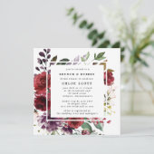 Invitation Bourgogne Rouge violet Brunch Floral Bubbly Douche (Debout devant)