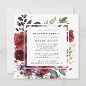 Invitation Bourgogne Rouge violet Brunch Floral Bubbly Douche (Devant)