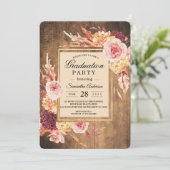 Invitation Bourgogne rustique & Blush Floral Graduation (Debout devant)