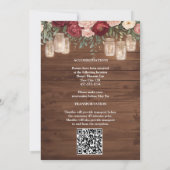 Invitation Bourgogne Rustique Bois Floral Lumières Mariage (Dos)