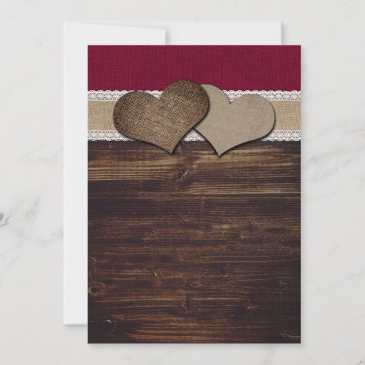 Invitation Bourgogne Rustique Burlap et Mariage de tournesol (Dos)