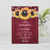 Invitation Bourgogne rustique et mariage de tournesol Invitat (Debout devant)