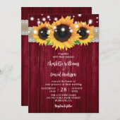 Invitation Bourgogne rustique et mariage de tournesol Invitat (Devant / Derrière)