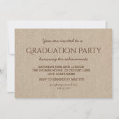 Invitation Bourgogne Rustique Fleurs Burlap Photo Graduation (Dos)