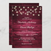 Invitation Bourgogne Rustique Mariage à cordes de bois (Devant / Derrière)