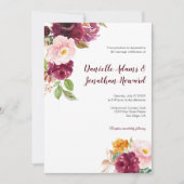 Invitation Bourgogne safran rose jaune Mariage | (Devant)